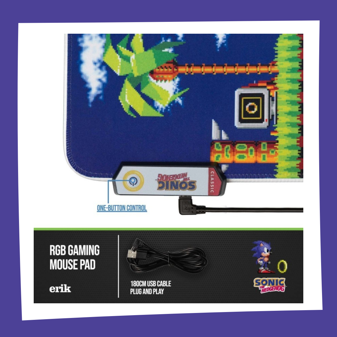Sonic The Hedgehog - Jeu Vidéo - Tapis de bureau XXL avec Lumière LED (90x40cm)